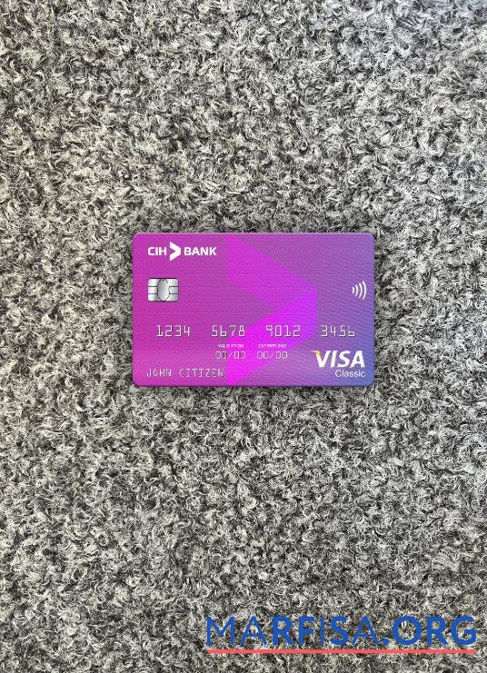 Downloadable Morocco CIH bank visa classic card photolook front template